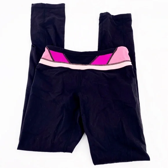 Lululemon Yoga Pants Black Pink Size 6 Regular - Picture 1 of 5